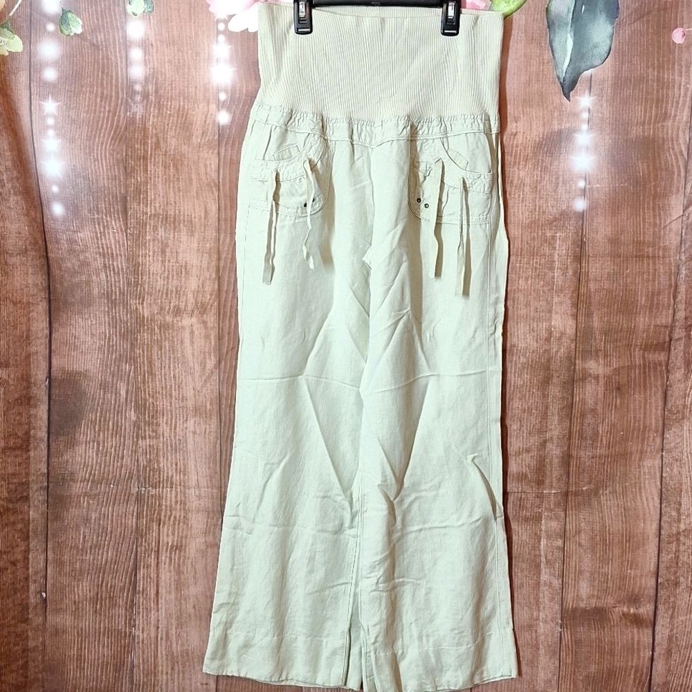 JOLT SIZE 13 CREAM MATERNITY PANTS LINEN AND VISCOSE